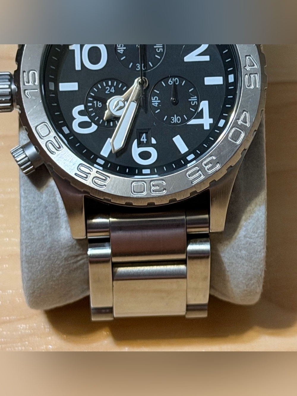 Nixon The 42-20 Chrono Minimize Silver White Chronograph Men's Analog Watch RUNS - Picture 5 of 9